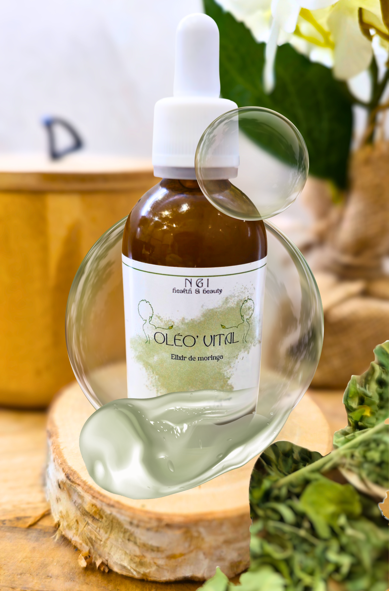 OLÉO VITAL | Huile de Moringa, une huile de soin multi-usages revitalisante et hydratante pour la peau, favorisant la croissance des cheveux et la barbe. Flacon avec pipette pour une application facile.